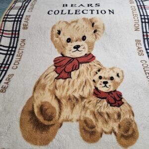 Koyo Teddy Bears Collection Baby Blanket Vintage Red Beige Brown Japan 40"x55